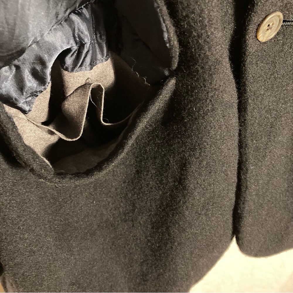 Men’s Black AKA Eddie Bauer Camel Hair Coat 38R w/ 2 Front Pockets and 2 Inside - Picture 9 of 14